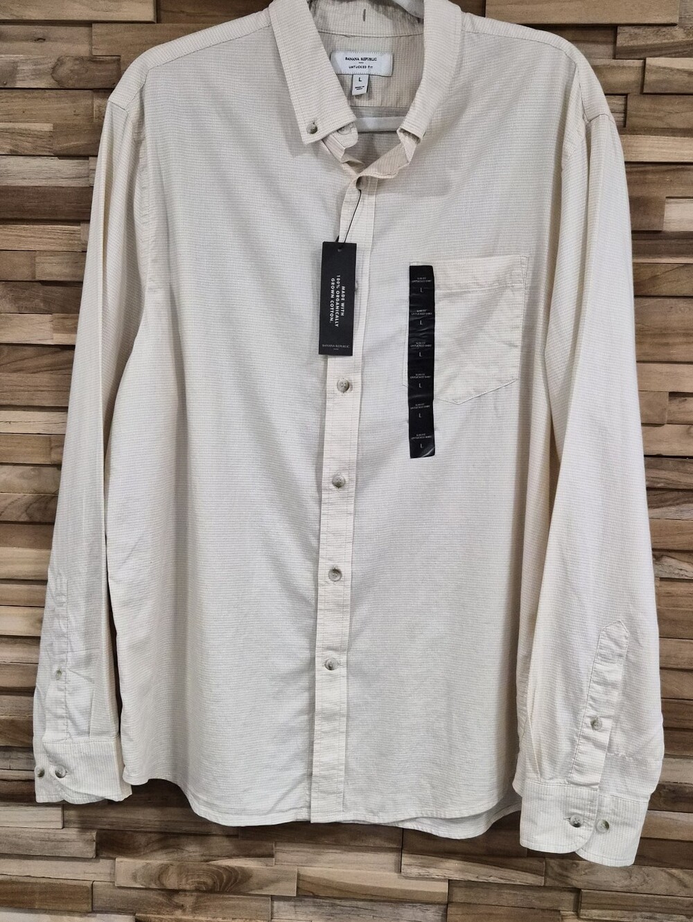 Banana Republic Cream Button-Down 100% Cotton Long Sleeve Shirt - Size L - NWT